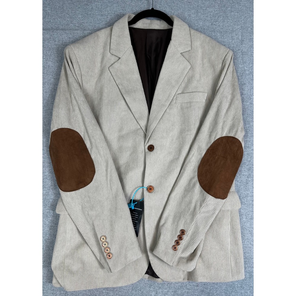 Unbranded Corduroy Blazer Mens XL‎ Tan Elbow Patches Sport Coat Academia NEW